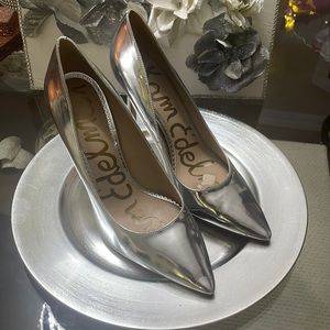 Size 10 metallic silver Sam Edelman heels